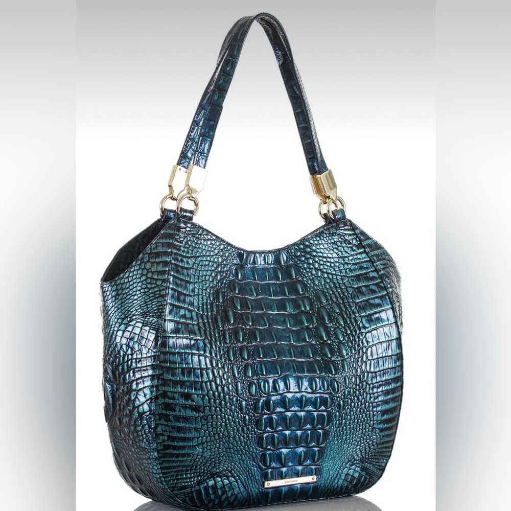 Brahmin Marianna purse, peacock teal blue turquoise (like Blue Patina).Good cond